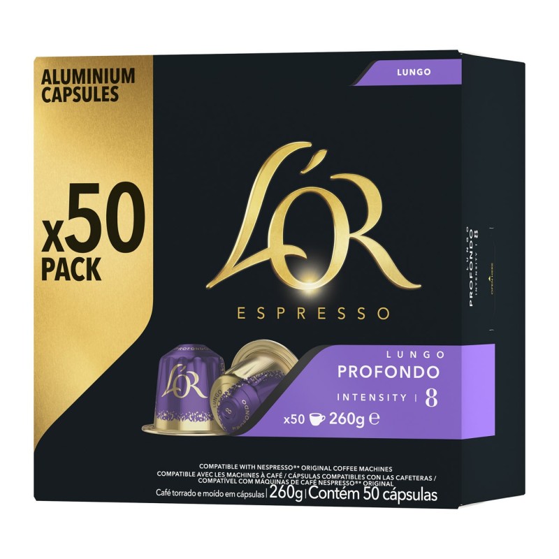 L'OR Espresso Café Lungo - intensité 8 - Boîte de 50 capsules