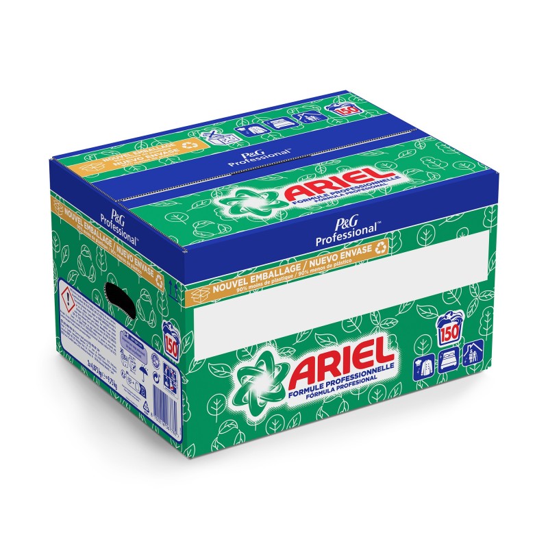 Ariel Professional Lessive anti-résidus en poudre - Carton de 150 doses