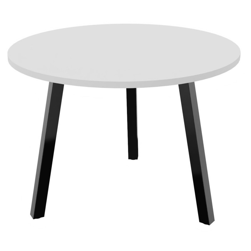 Table ronde 100 cm - 3 pieds trapèze métal Noir - Plateau Blanc