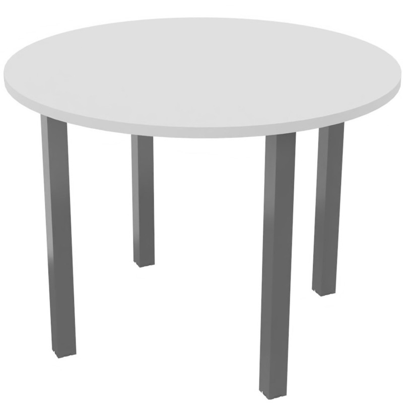 Table ronde 100 cm - 4 pieds métal Aluminium - Plateau Blanc