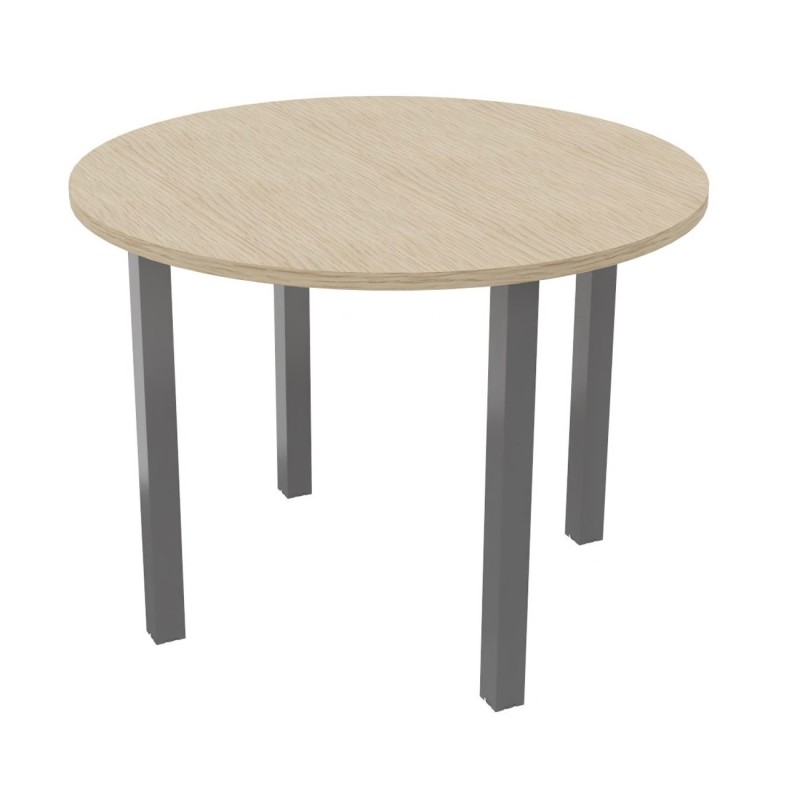 Table ronde 100 cm - 4 pieds métal Aluminium - Plateau Chêne