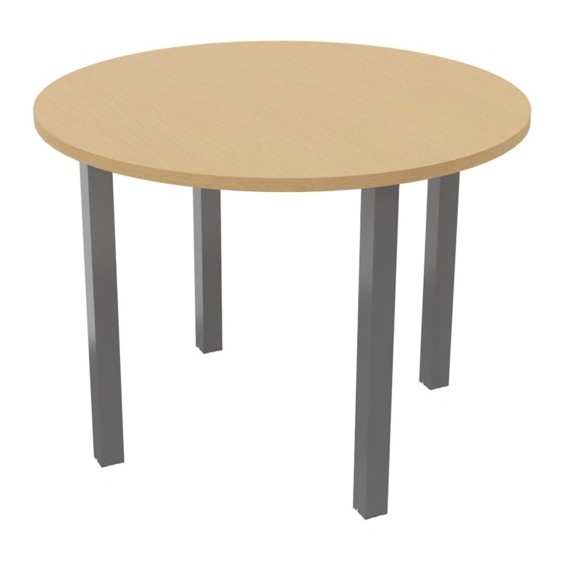Table ronde 100 cm - 4 pieds métal Aluminium - Plateau Hêtre