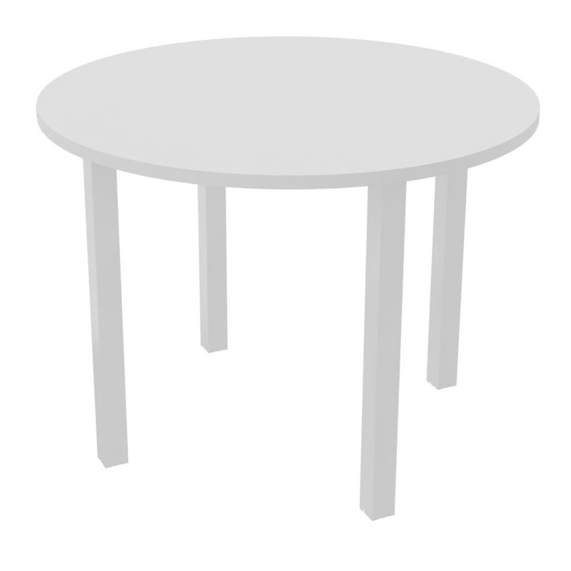 Table ronde 100 cm - 4 pieds métal Blanc - Plateau Blanc