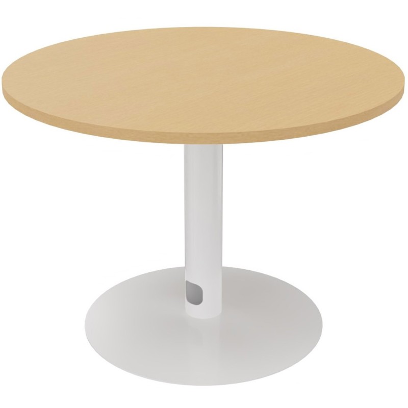 Table ronde 100 cm - Piètement tulipe Blanc - Plateau Hêtre