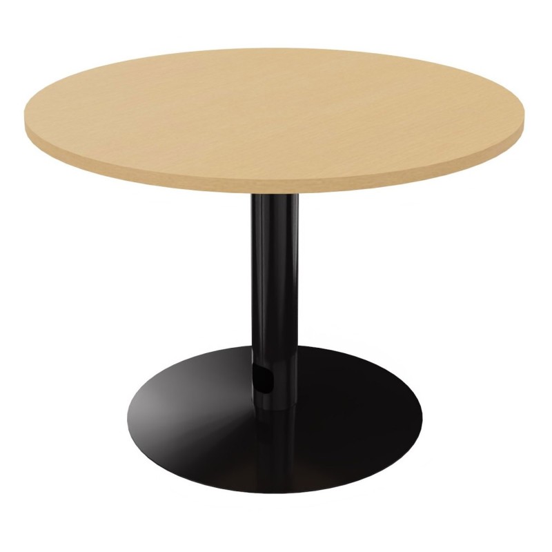 Table ronde 100 cm - Piètement tulipe Noir - Plateau Hêtre