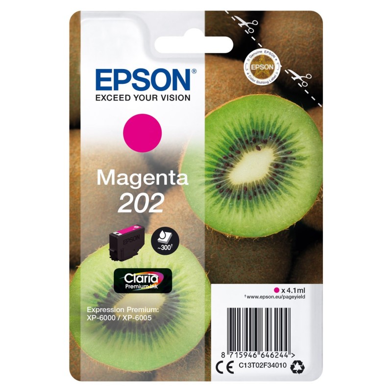 Epson 202 "Kiwi" Cartouche d'encre originale Claria Premium C13T02F34010 - Magenta