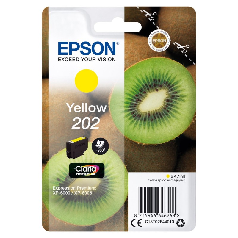 Epson 202 "Kiwi" Cartouche d'encre originale Claria Premium C13T02F44010 - Jaune