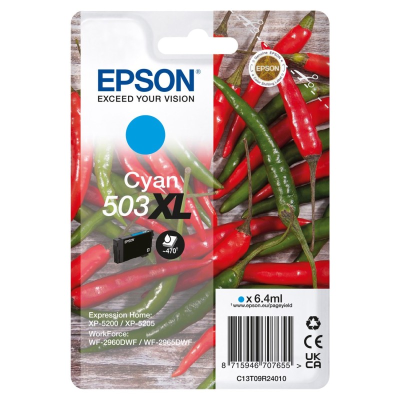 Epson 503 XL "Piment" Cartouche d'encre originale grande capacité C13T09R24010 - Cyan