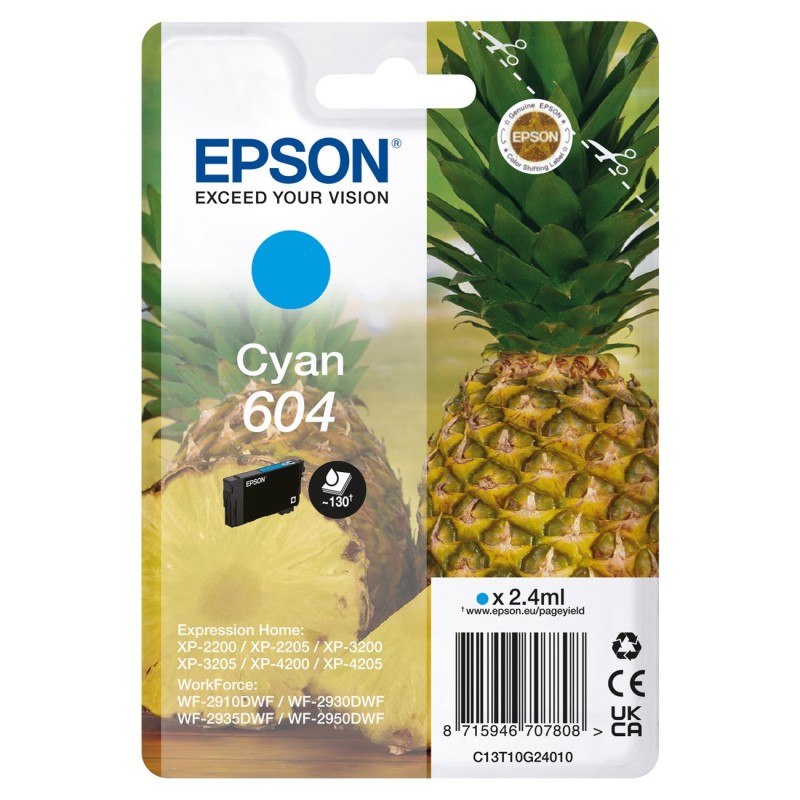 Epson 604 "Ananas" Cartouche d'encre originale C13T10G24010 - Cyan
