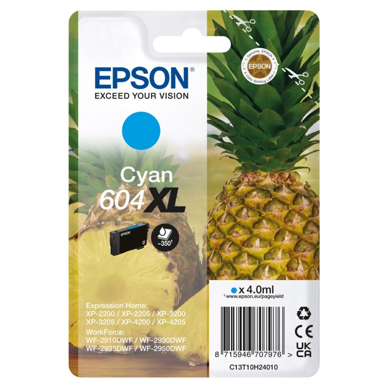 Epson 604 XL "Ananas" Cartouche d'encre originale grande capacité C13T10H24010 - Cyan