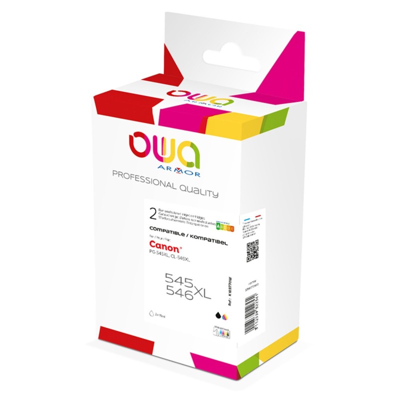 OWA Cartouche d'encre compatible CANON PG545XL CL546XL - K10377OW - Pack de 2 (Noir + Couleur)