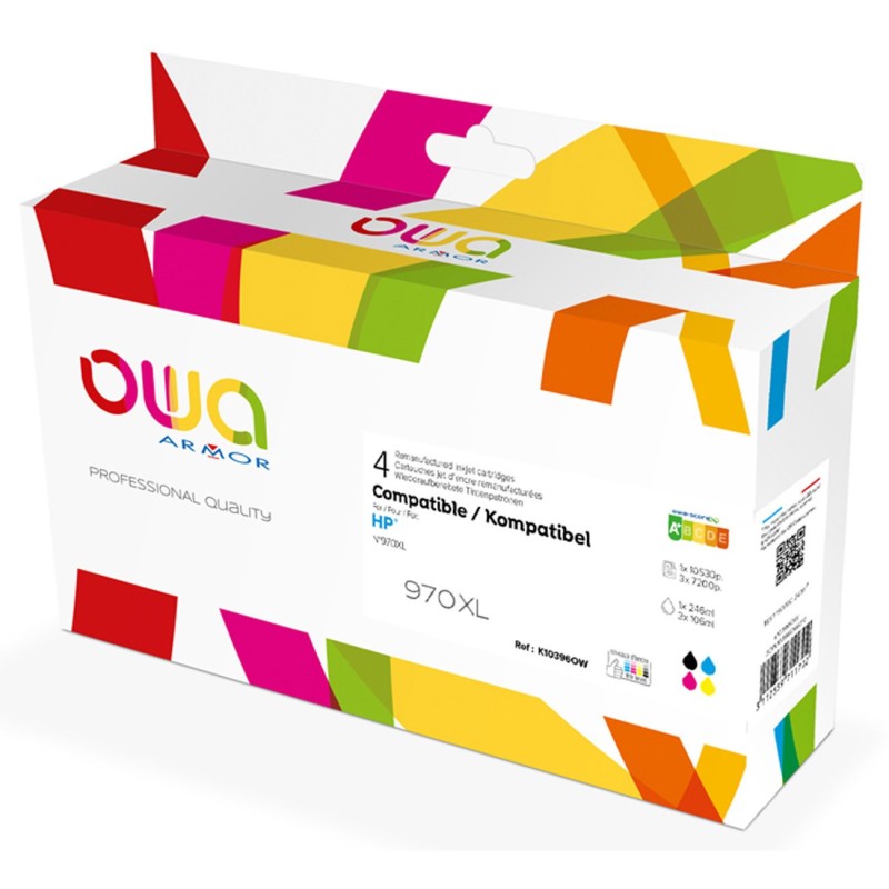 OWA Cartouche d'encre compatible HP 970XL - 971XL - K10396OW - Pack de 4 (Noir, Cyan, Magenta, Jaune)