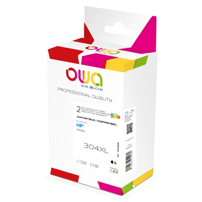 OWA Cartouche d'encre compatible HP 304XL - K10415OW - Pack de 2 (Noir + Couleur)