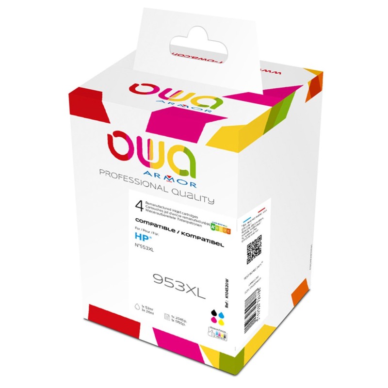 OWA Cartouche d'encre compatible HP 953XL - K10452OW - Pack de 4 (Noir, Cyan, Magenta, Jaune)