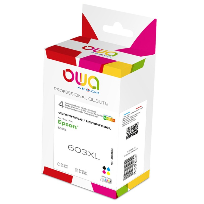 OWA Cartouche d'encre compatible EPSON 603XL - K10539OW - Pack de 4 (Noir, Cyan, Magenta, Jaune)