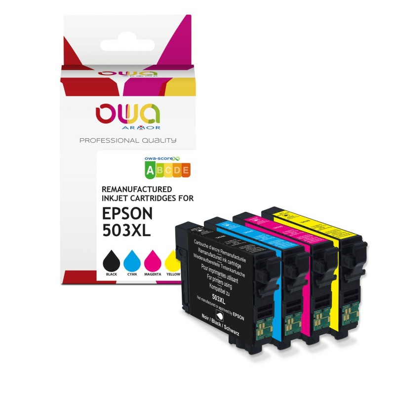 OWA Cartouche d'encre compatible EPSON 503XL - K10633OW - Pack de 4 (Noir, Cyan, Magenta, Jaune)