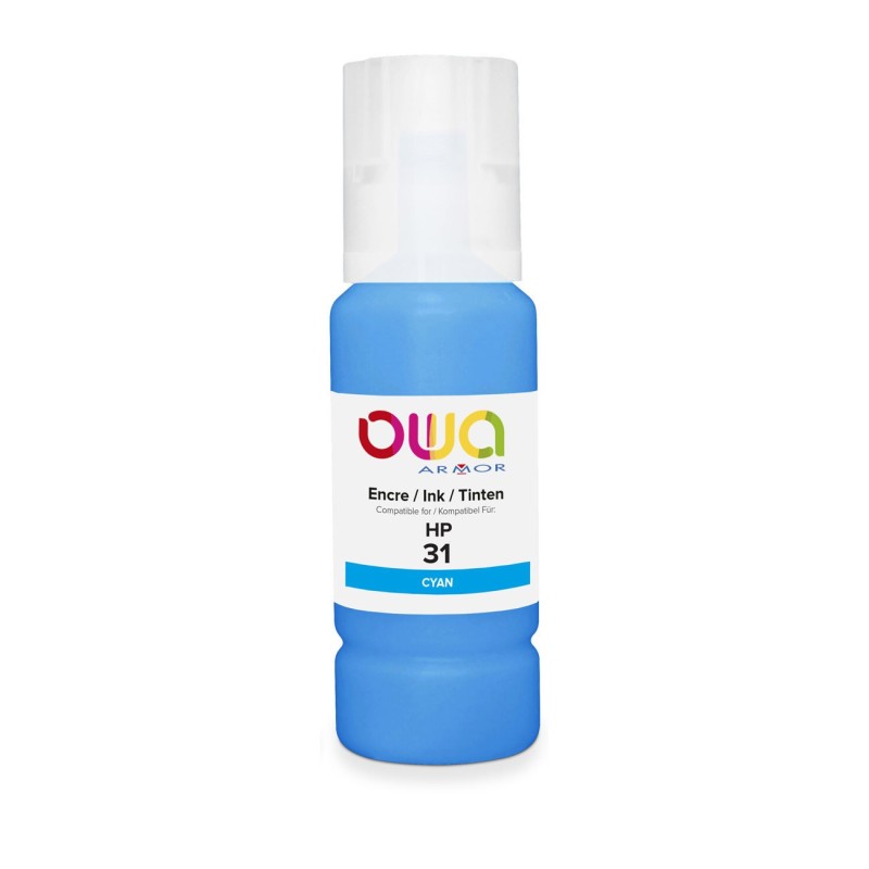 OWA Bouteille d'encre 70 ml compatible HP 31 - K46042OW - Cyan