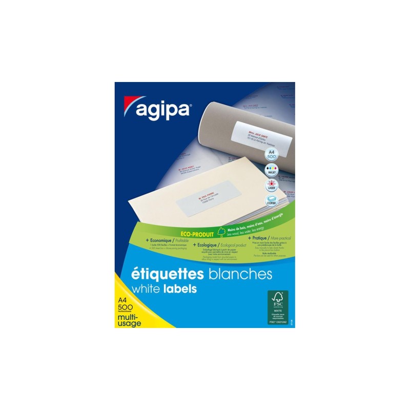 AGIPA 100806 Etiquettes blanches multi-usage 210 x 148,5 mm - Boîte de 1000