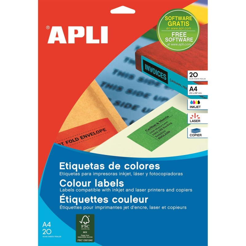 APLI 14600 Etiquettes jaunes multi-usage 99,1  x 38,1 mm - Pochette de 280