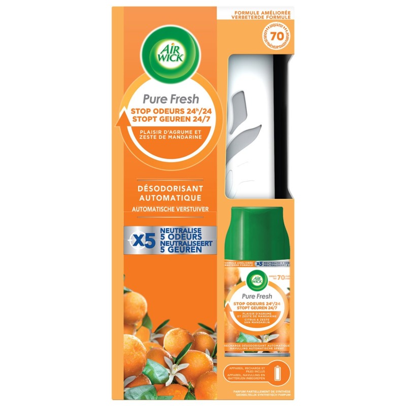 Air Wick Diffuseur automatique Pure Fresh + 1 recharge parfum Mandarine