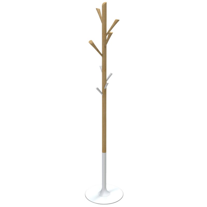 Alba Portemanteau Olaf 8 patères - Bois et blanc