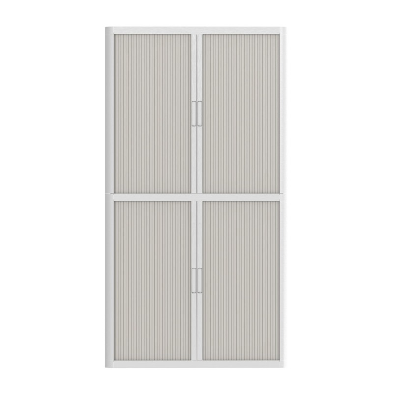 Armoire à rideaux Easy Office H.204 x L 110 cm - Corps Blanc lin sable - Rideaux Blanc lin sable