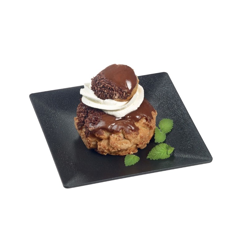 Assiette carrée en polypropylène noire 16 x 16 cm - Lot de 10