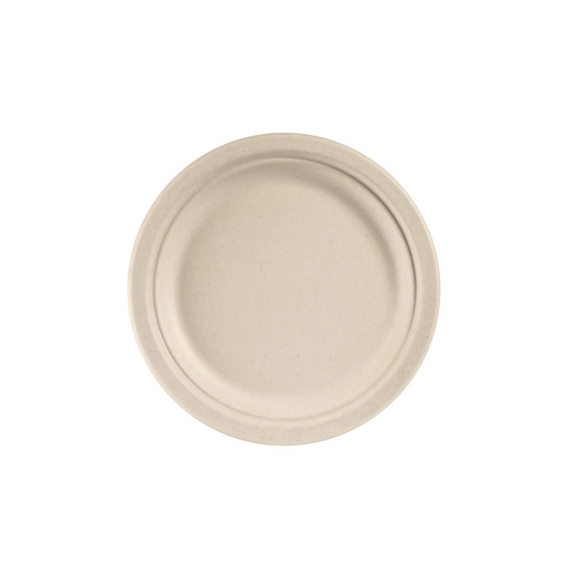 Assiète en carton de 22 cm - Marron - Lot de 50