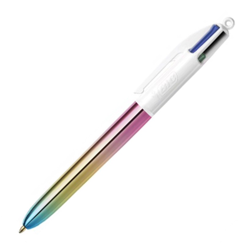 BIC 4 couleurs Gradient Stylo bille rétractable pointe moyenne 1 mm - Corps irisé assorti