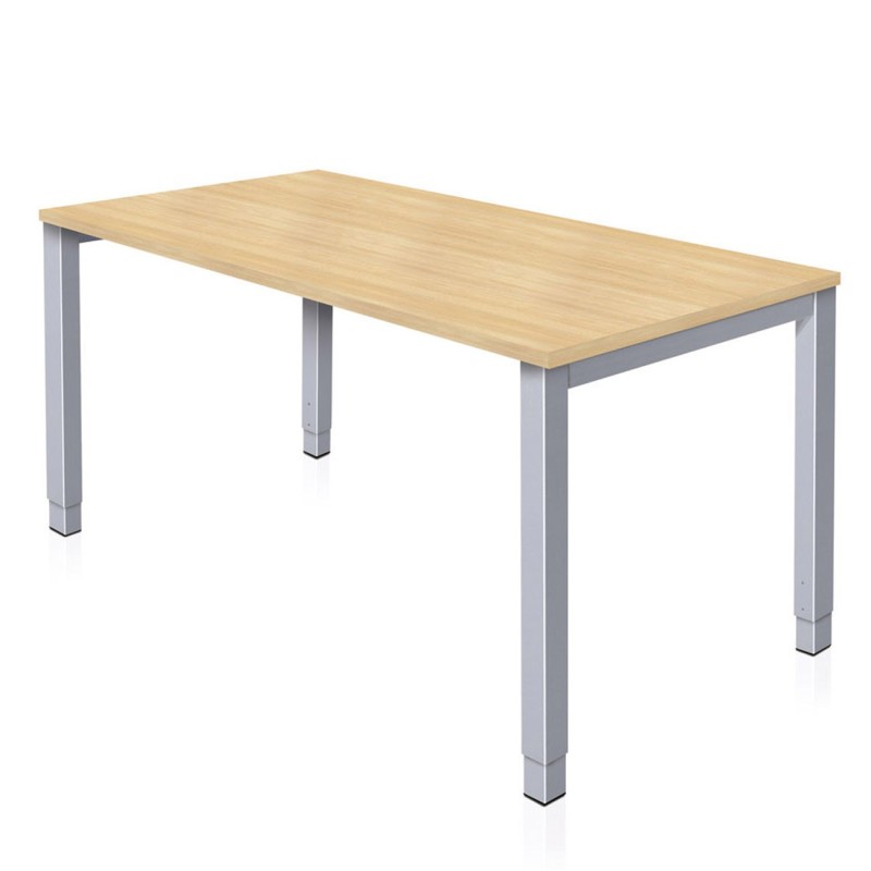 Bureau Arial réglable en hauteur L.160 x P.80 cm - Chêne Piètement métal arche Alu