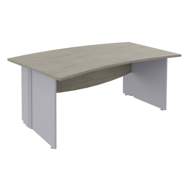 Bureau direction Activity L.180 x P.100 cm - Plateau Chêne gris - Pieds pleins Aluminium