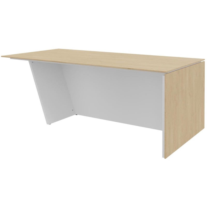 Bureau direction pied vertical à droite Rhéa - L. 200 x P. 100 x H. 74 cm - Plateau Chêne - Pieds Blanc