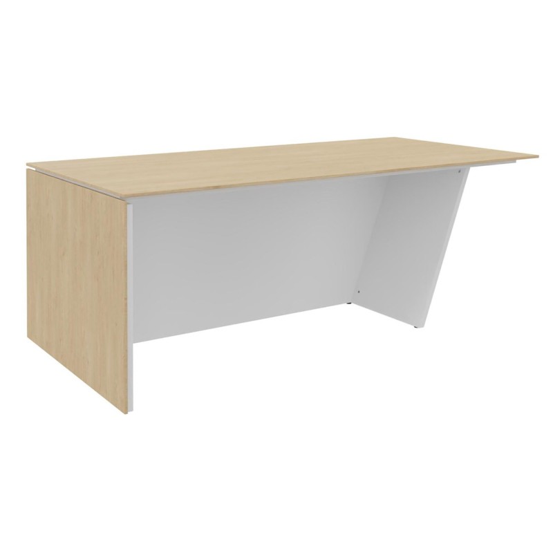 Bureau direction pied vertical à gauche Rhéa - L. 200 x P. 100 x H. 741 cm - Plateau Chêne - Pieds Blanc