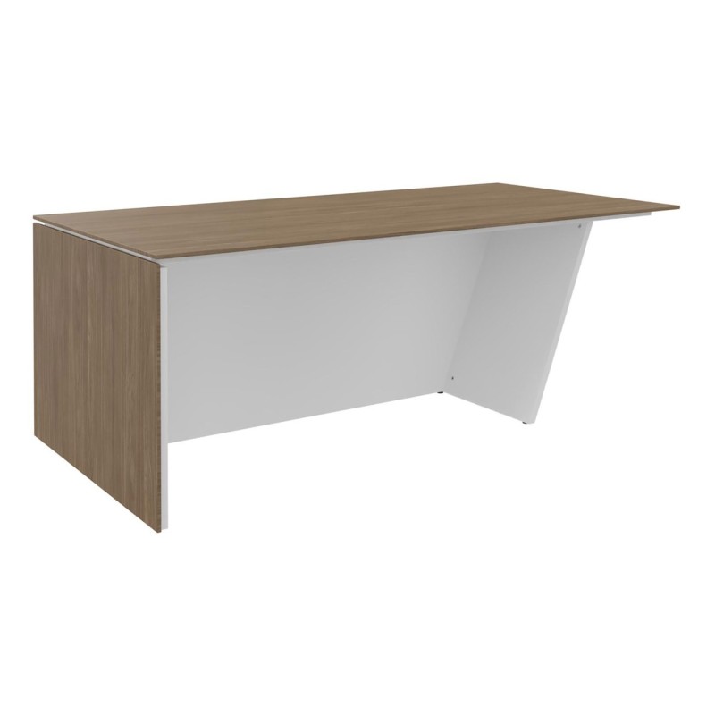 Bureau direction pied vertical à gauche Rhéa - L. 200 x P. 100 x H. 741 cm - Plateau Noyer - Pieds Blanc