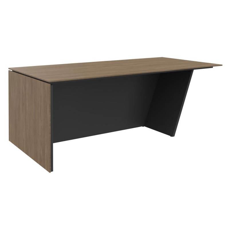 Bureau direction pied vertical à gauche Rhéa - L. 200 x P. 100 x H. 741 cm - Plateau Noyer - Pieds Carbone