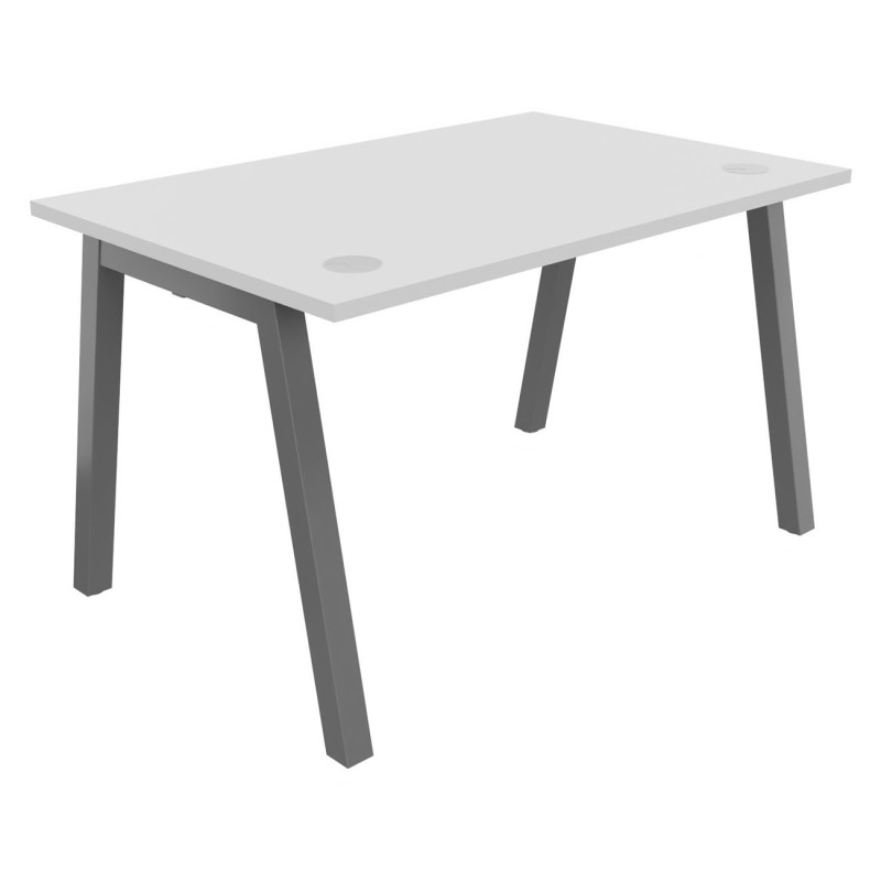 Bureau droit Burocolor A avec obturateurs - L.120 x P.80 cm - Plateau Blanc - Pieds Aluminium
