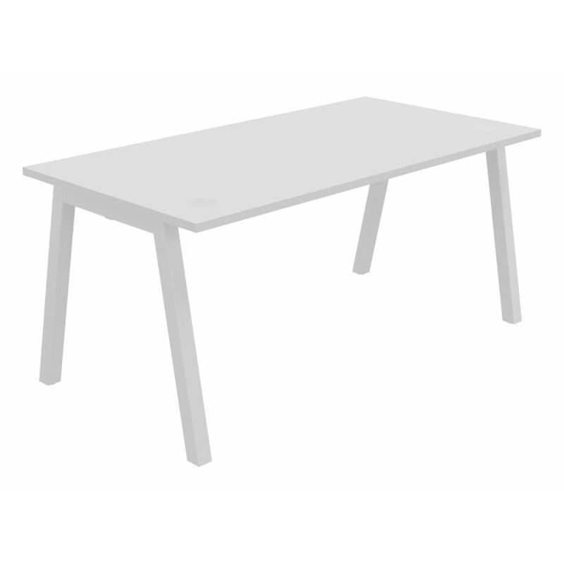 Bureau droit Burocolor A avec obturateurs - L.160 x P.80 cm - Plateau Blanc - Pieds Blanc