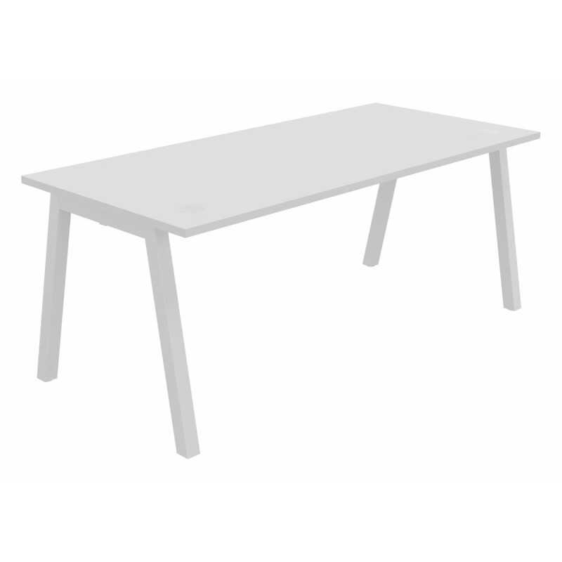 Bureau droit Burocolor A avec obturateurs - L.180 x P.80 cm - Plateau Blanc - Pieds Blanc