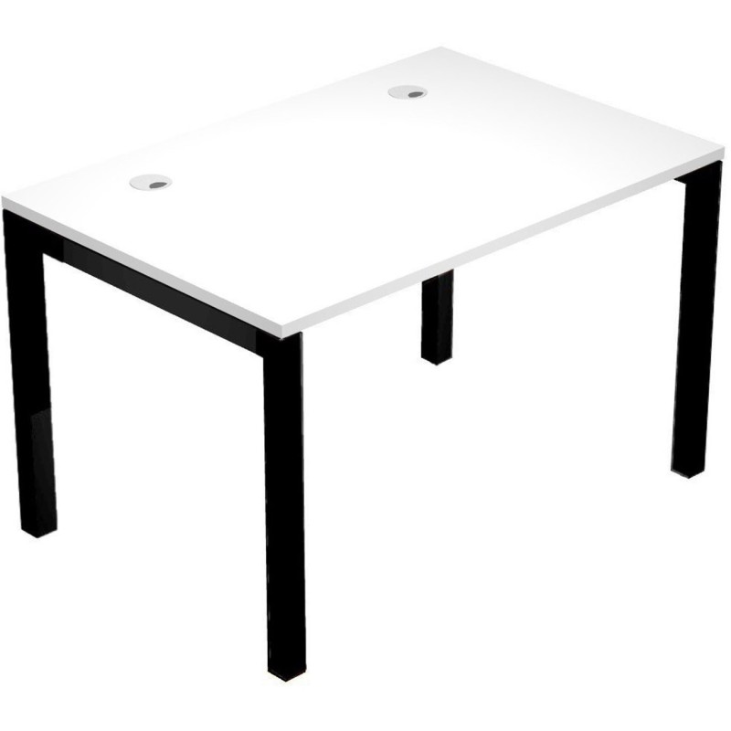 Bureau droit Eminence - L.120 x P.80 cm - Plateau Blanc - Pieds Noir