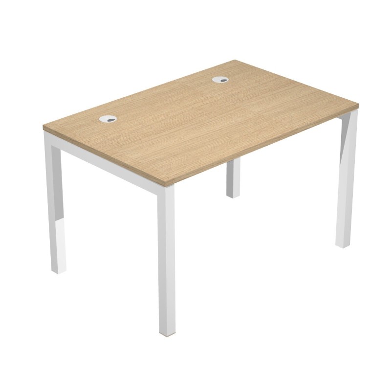 Bureau droit Eminence - L.120 x P.80 cm - Plateau Chêne - Pieds Blanc