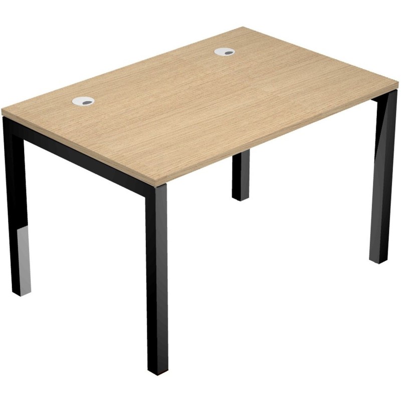 Bureau droit Eminence - L.120 x P.80 cm - Plateau Chêne - Pieds Noir