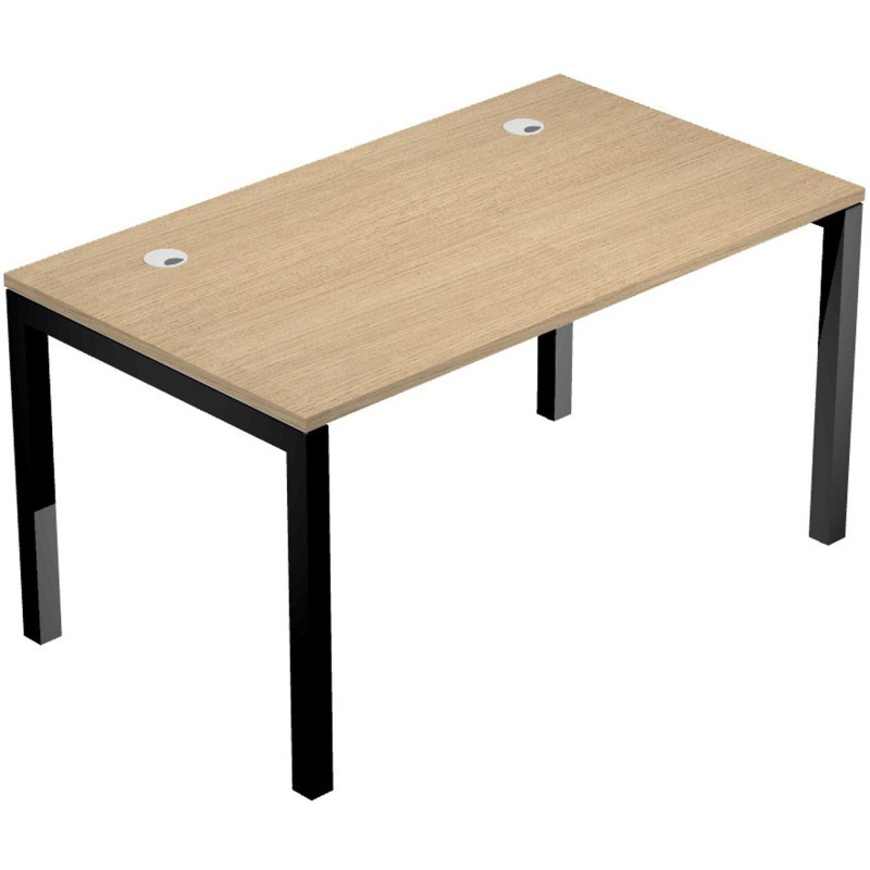 Bureau droit Eminence - L.140 x P.80 cm - Plateau Chêne - Pieds Noir