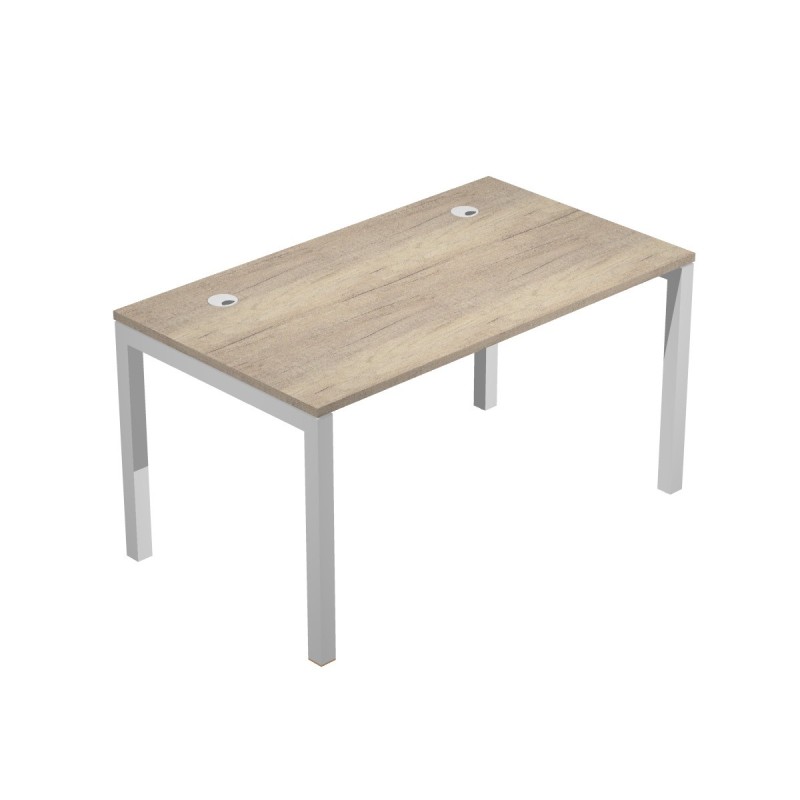 Bureau droit Eminence - L.140 x P.80 cm - Plateau Chêne Canadien - Pieds Aluminium