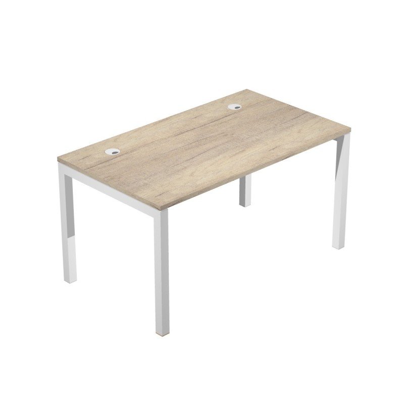 Bureau droit Eminence - L.140 x P.80 cm - Plateau Chêne Canadien - Pieds Blanc