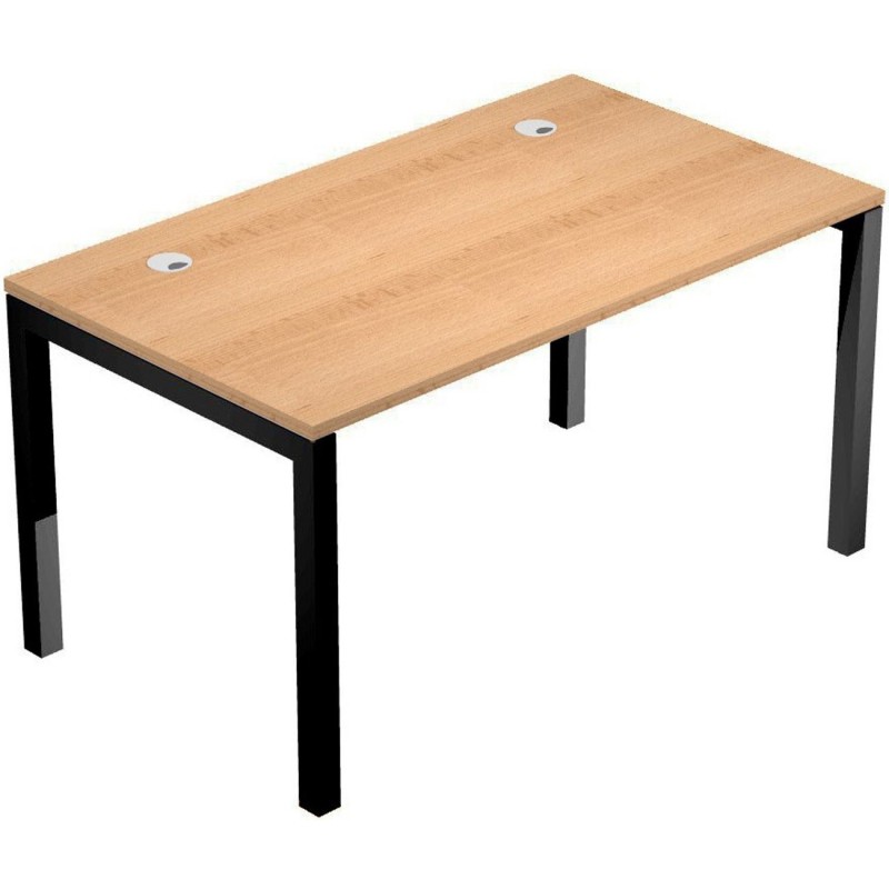 Bureau droit Eminence - L.140 x P.80 cm - Plateau Hêtre - Pieds Noir