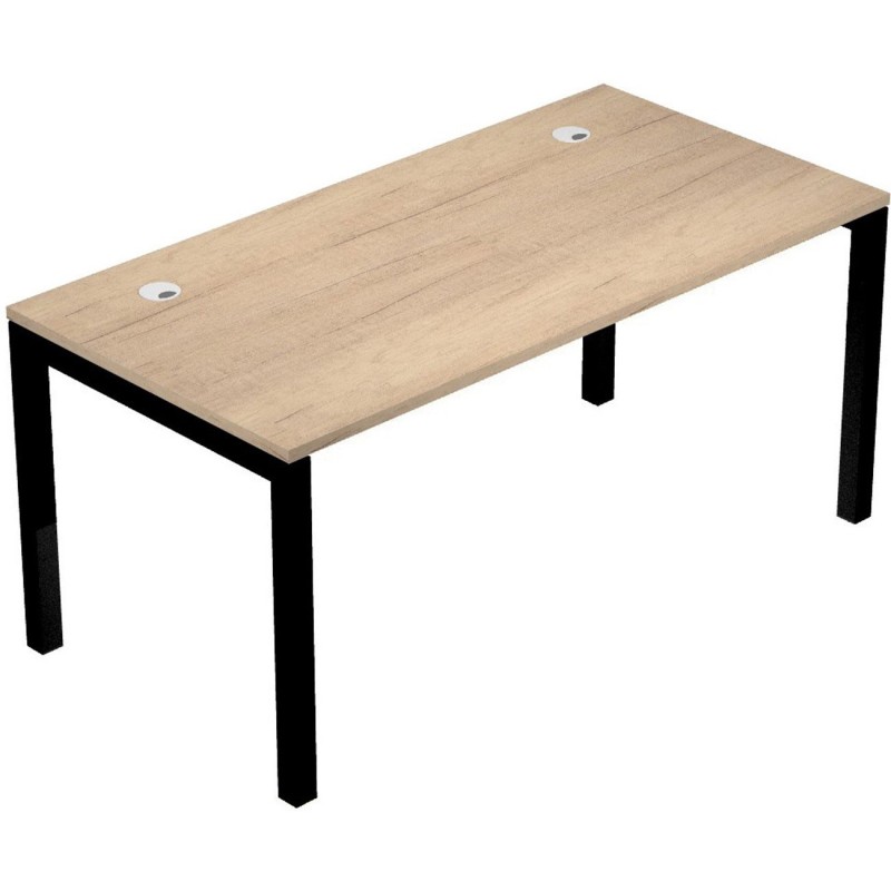 Bureau droit Eminence - L.160 x P.80 cm - Plateau Chêne - Pieds Noir