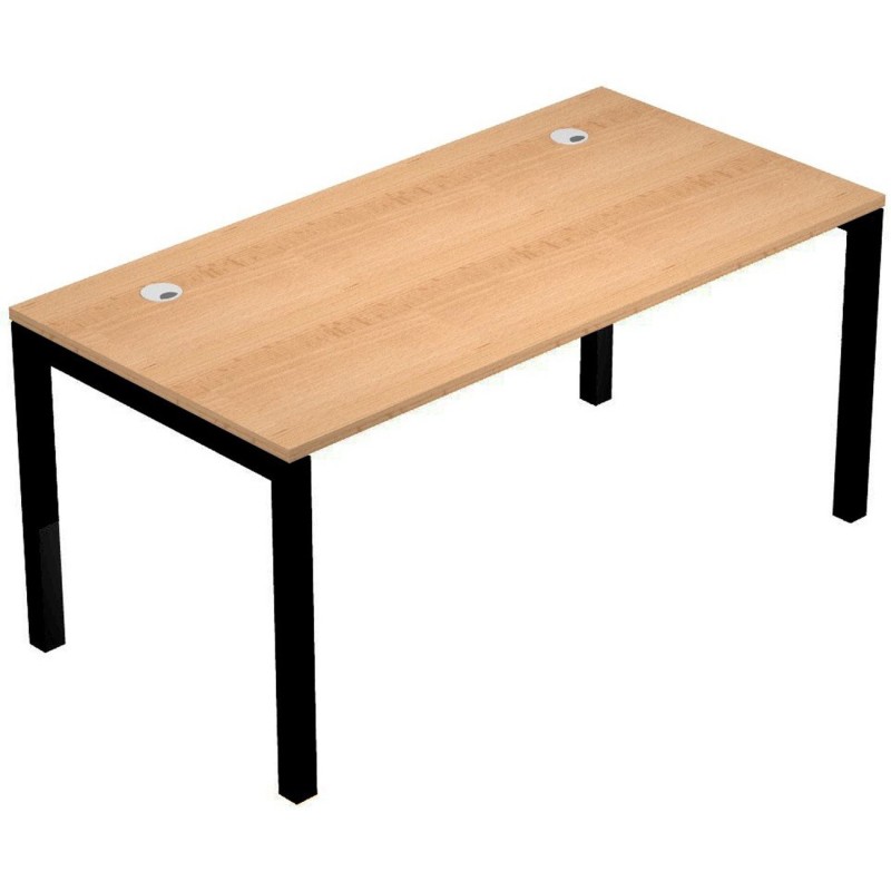 Bureau droit Eminence - L.160 x P.80 cm - Plateau Hêtre - Pieds Noir