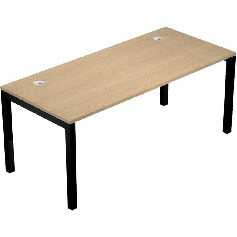 Bureau droit Eminence - L.180 x P.80 cm - Plateau Chêne - Pieds Noir
