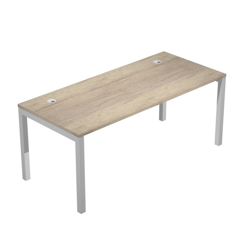 Bureau droit Eminence - L.180 x P.80 cm - Plateau Chêne Canadien - Pieds Aluminium