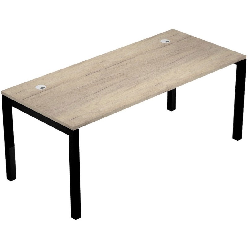 Bureau droit Eminence - L.180 x P.80 cm - Plateau Chêne canadien - Pieds Noir